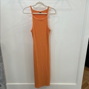 Old Navy Orange Ribbed Sheath Midi Dress